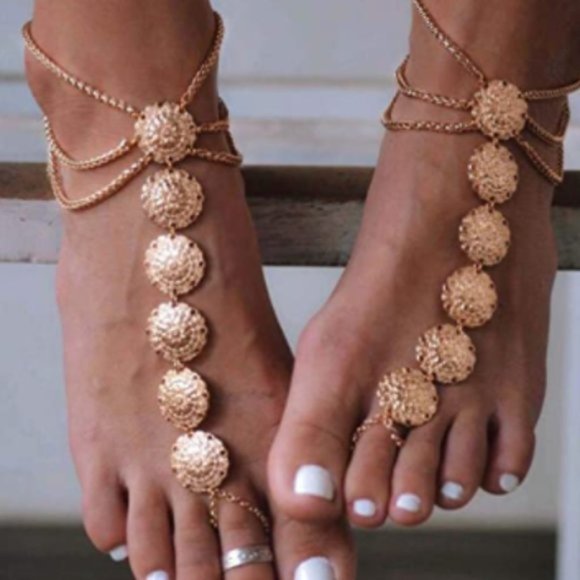 Urban Outfitters Jewelry - UO Vintage Layer Gold Coins Beach Anklet Chain